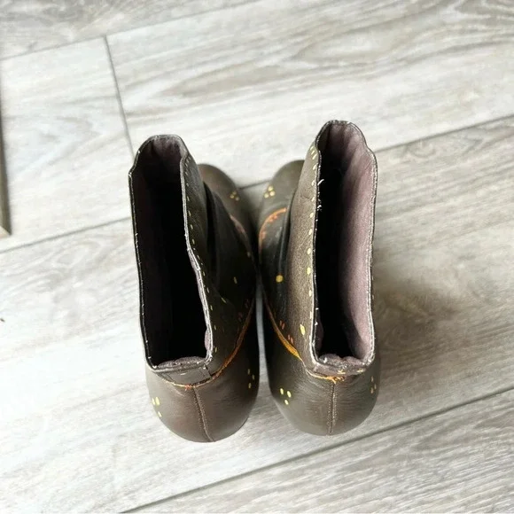 Roberto Vianni Brown Leather Printed Heeled Slouchy Ankle  Boots - Picture 10 of 15